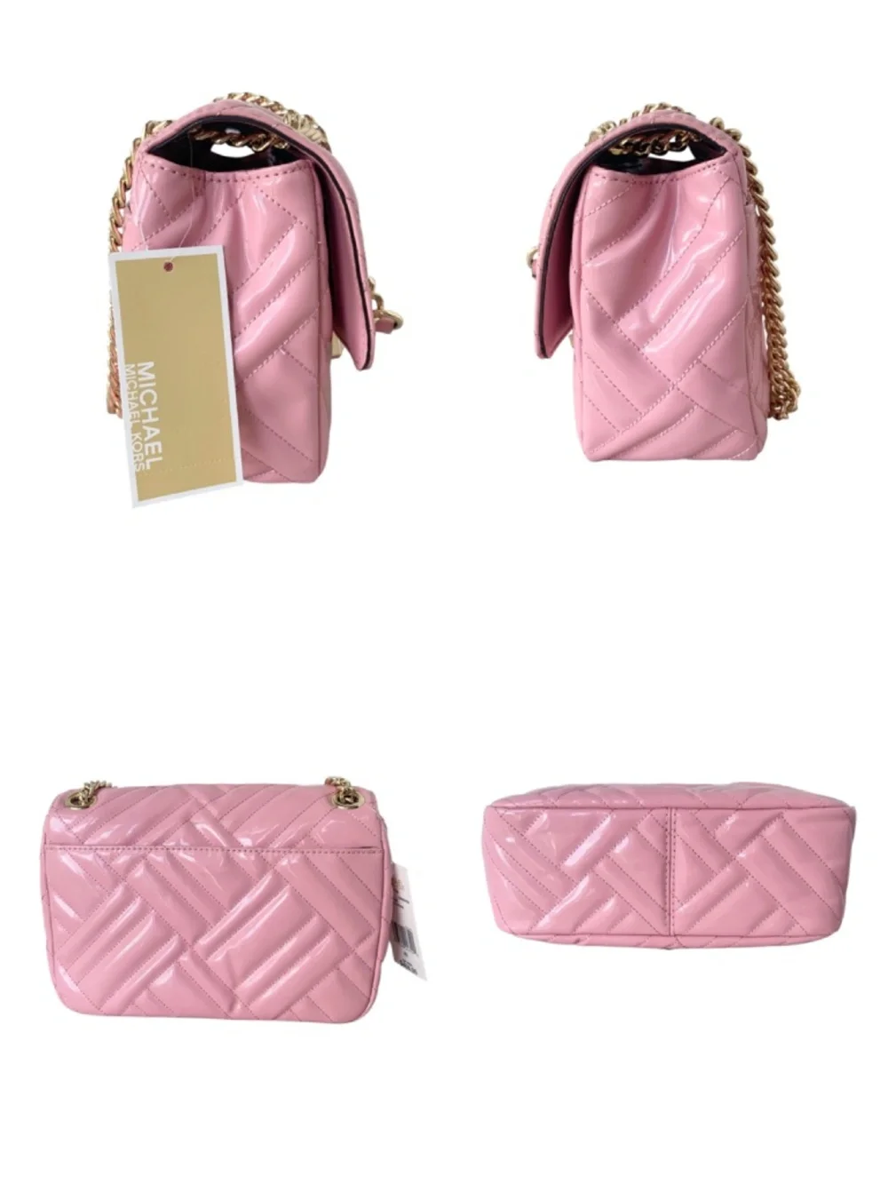 Michael Kors Peyton Pink Quilted Patent Leather Crossbody